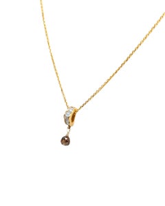 Vintage 16" Natural White & Brown Diamond(0.55ct) Necklace in 14KY Gold