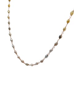 Collar vintage de 18" con diamantes multicolores naturales (11,00 ct) en oro rosa de 14 quilates