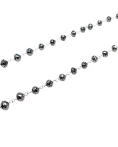 Vintage 18.25" Natural Black Diamond (24.00ct) Necklace in 14 Karat White Gold