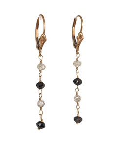 Vintage Natural White & Black Diamond (3.36 CT) Earrings in 14K Yellow Gold