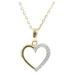 Collar Colgante Corazón Abierto Pavé Diamantes Oro Amarillo 14KT