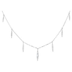 Collier en or blanc 14K à diamants ronds et à éclats célestes
