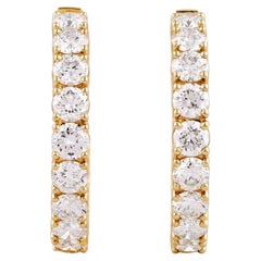 Boucles d'oreilles créoles « Inside-Out » en or jaune 14 carats, serties d'un diamant naturel rond de 10,39 carats