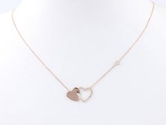 14KT Rose Gold Diamond Interlocking Double Heart Pendant Necklace