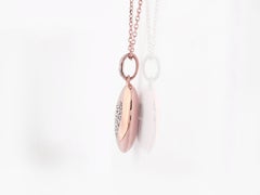 14K Rose Gold Round Diamond Pave Heart Disc Pendant Necklace