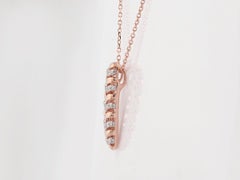 14KT Rose Gold Diamond Pave Chevron Ribbon Bar Pendant Necklace