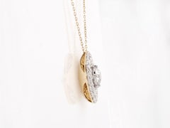 Collar con colgante en forma de medallón de oro amarillo de 14 quilates con diamantes naturales y doble halo