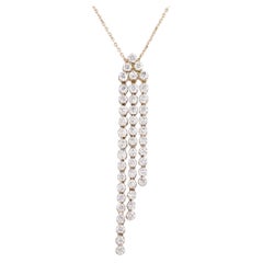 14K Yellow Gold 2.02 Cts Diamond Multi-Strand Cascade Pendant Necklace