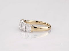 14K Yellow Gold 2.0 Cts Emerald Natural Diamond Five-Stone Emerald-Cut Ring