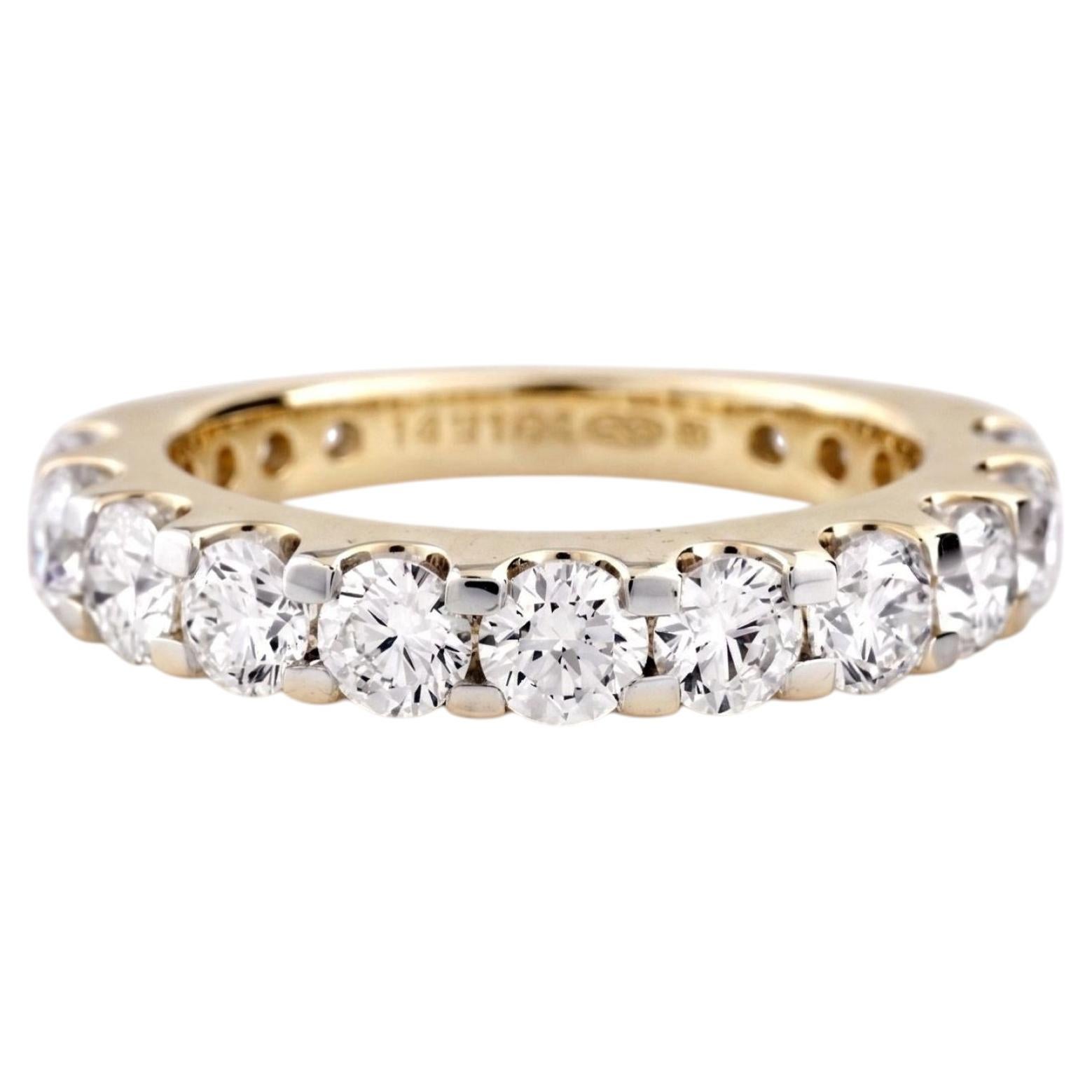 14KT Yellow Gold 2.0 Cts Round Natural Diamond Round Diamond Half-Eternity Ring