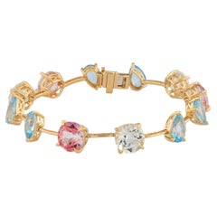 Pulsera de eslabones de plata 925 con chapado en amarillo «Pastel Symphony» y múltiples topacios, 27,36 quilates