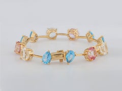 Pulsera de eslabones de plata 925 con chapado en amarillo «Pastel Symphony» y múltiples topacios, 27,36 quilates