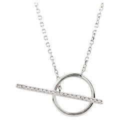 Halskette mit rundem Diamant-Anhänger aus 14-karätigem Weißgold