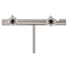 14K White Gold Trillion-Cut Smoky Quartz & Diamond Stud Earrings