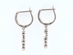 14K White Gold Diamond & Emerald Drop Earrings