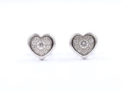 14K White Gold 0.20 Cts Round Diamond Heart Stud Earrings