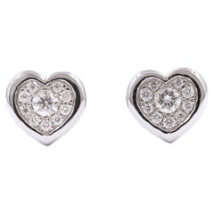 14K White Gold 0.20 Cts Round Diamond Heart Stud Earrings