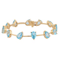 Pulsera de eslabones de plata 925 «Ocean Breeze», con topacio azul claro y chapado en amarillo, 16,08 quilates