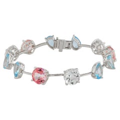 Pulsera de eslabones de plata 925 «Pastel Symphony» con chapado en blanco y múltiples topacios, 27,36 quilates