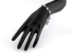 Pulsera de plata 925 con topacios azul claro en forma de lágrima, chapada en blanco, 18,76 quilates