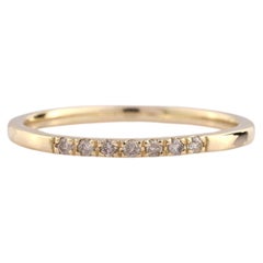 14K Yellow Gold 0.07 Cts Round Cut Diamond Band Ring