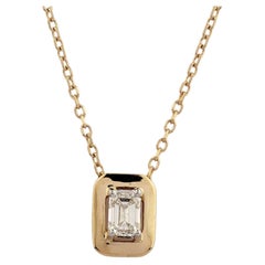 14K Yellow Gold Emerald-Cut Diamond Pendant Necklace