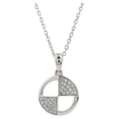 14K White Gold Geometric 0.07Cts Diamond Pendant Necklace