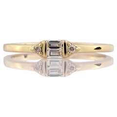 14K Yellow Gold Baguette & Round Diamond Geometric Band Ring