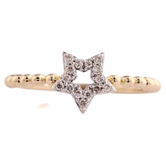 14K Yellow Gold Star Ring with 15 Natural Diamonds