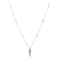 14K White Gold 0.42 Cts Round Cut Diamond Necklace