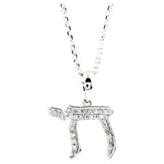 14K White Gold Round Diamond Religious Pendant Necklace