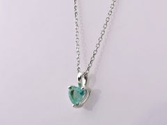 14K White Gold Heart Shape Emerald Pendant Necklace