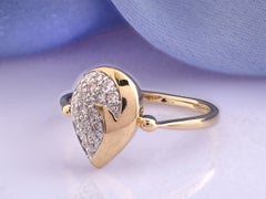 14KT Yellow Gold Pear-Shaped Round Diamond Swirl Ring