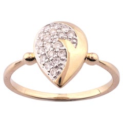 14KT Yellow Gold Pear-Shaped Round Diamond Swirl Ring