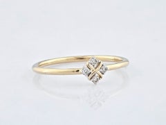 14KT Yellow Gold Four-Stone Diamond Cross Cluster Ring