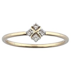14KT Yellow Gold Four-Stone Diamond Cross Cluster Ring