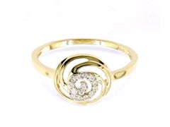 14KT Yellow Gold Spiral Cluster Round Diamond Ring