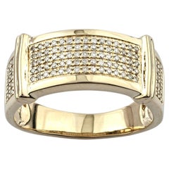 14KT Yellow Gold Multi-Row Diamond Pave Wide Band Ring