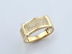 14KT Yellow Gold Multi-Row Diamond Pave Wide Band Ring