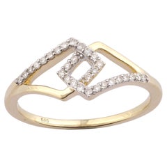 14KT Yellow Gold Interlocking Geometric Diamond Ring