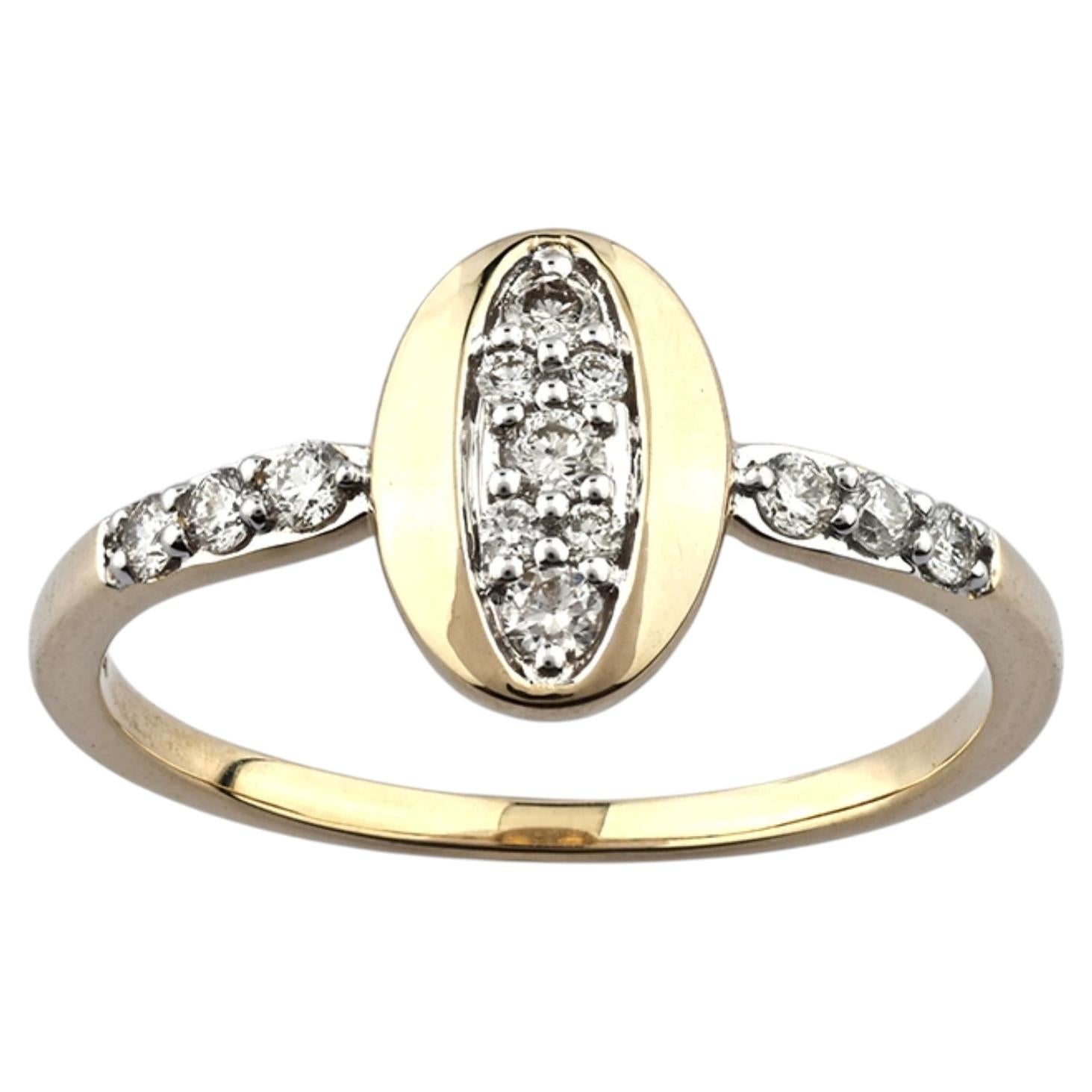 14KT Yellow Gold Oval Diamond Cluster Bezel Ring with Accent Stones