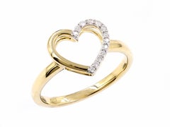 14KT Yellow Gold Open Heart Pave Round Diamond Ring