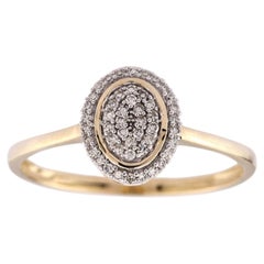 14KT Yellow Gold Oval Diamond Double Halo Cluster Ring