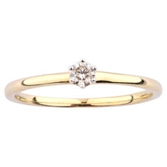 Classic 14KT Yellow Gold Six Prong Round Cut Diamond Solitaire Ring