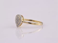 14KT Yellow Gold Pear-Shaped Diamond Double Halo Cluster Ring
