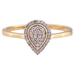 14KT Yellow Gold Pear-Shaped Diamond Double Halo Cluster Ring