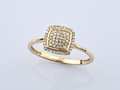 14KT Yellow Gold Square Cushion Diamond Double Halo Cluster Ring