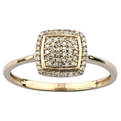 14KT Yellow Gold Square Cushion Diamond Double Halo Cluster Ring