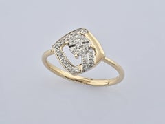 14KT Yellow Gold Geometric Rhombus Diamond Cluster Ring