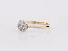 14KT Yellow Gold Round Diamond 0.09 Cts Cluster Halo Ring